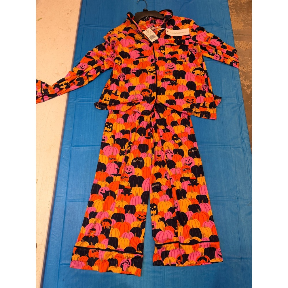 BeautySleepSocial Halloween Pajamas XS Pumpkin Cat Ghost Pink Orange BS8924217